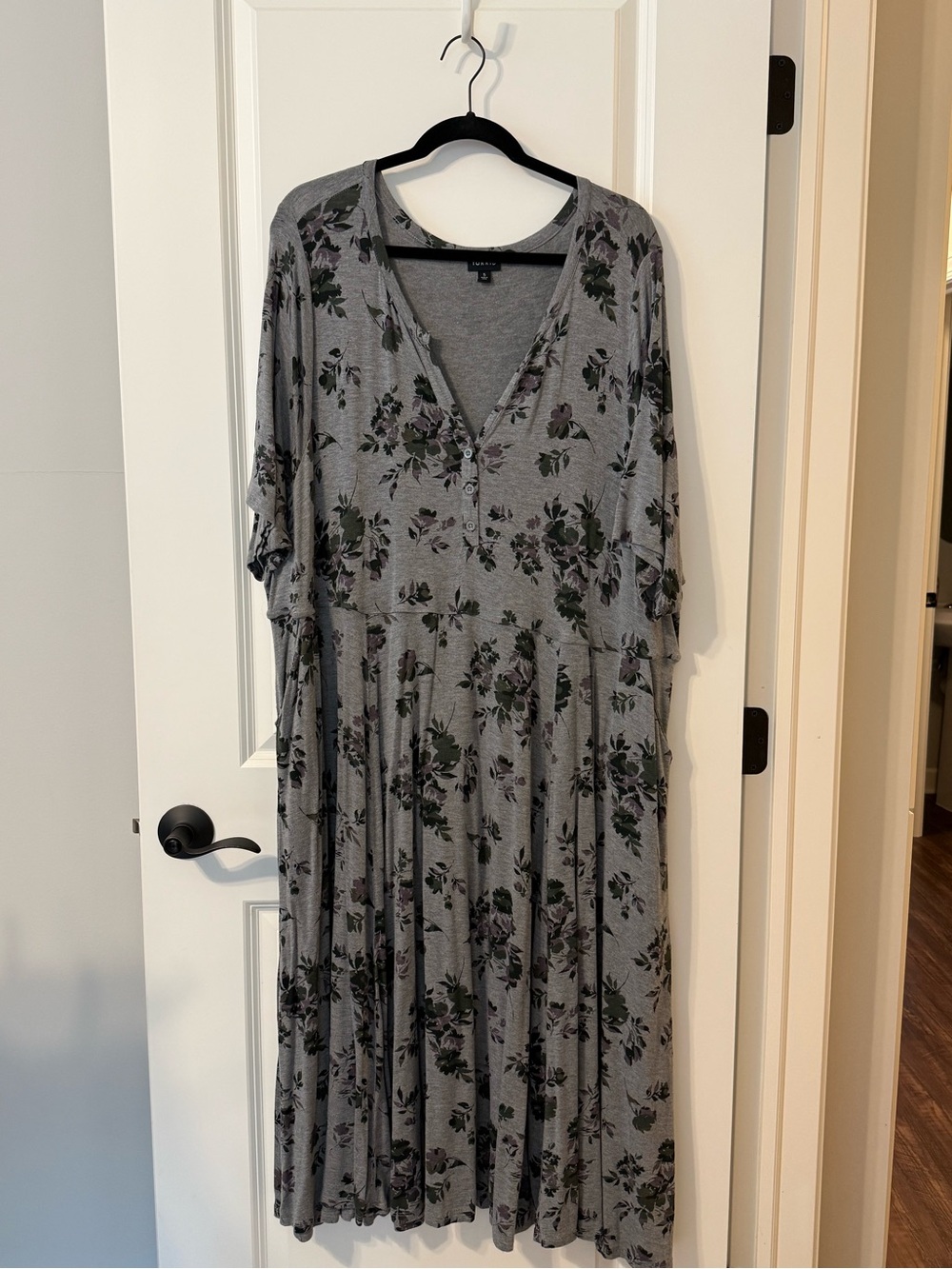 torrid Gray Floral Maxi Dress with V-Neck